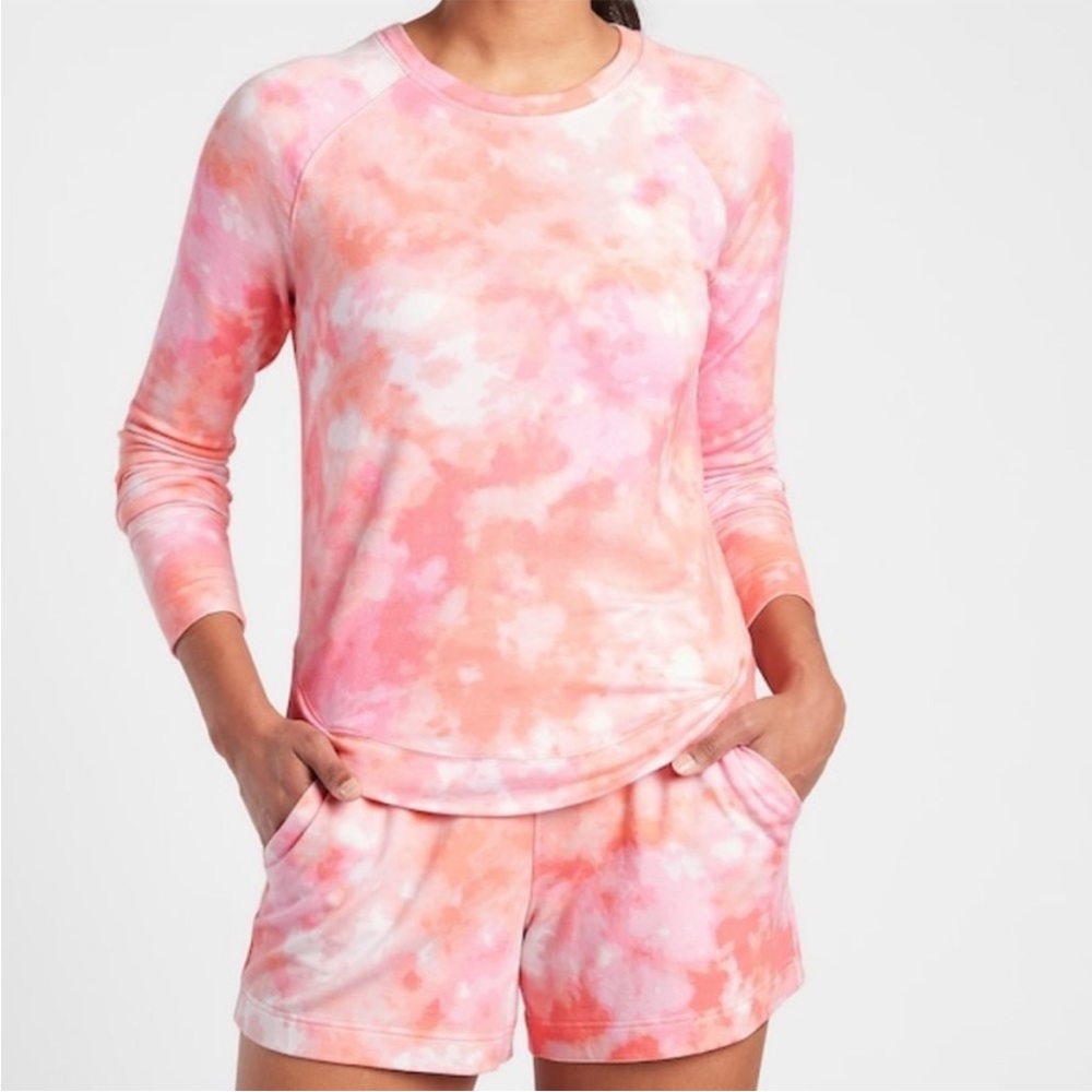Gently Used Athleta Mindset Pink & Orange Tie Dye Sweatshirt - Size Medium